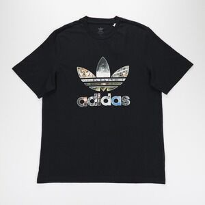 Adidas Originals Men's Crew Neck Short Sleeve Dill Graphic T-Shirts Black Size M